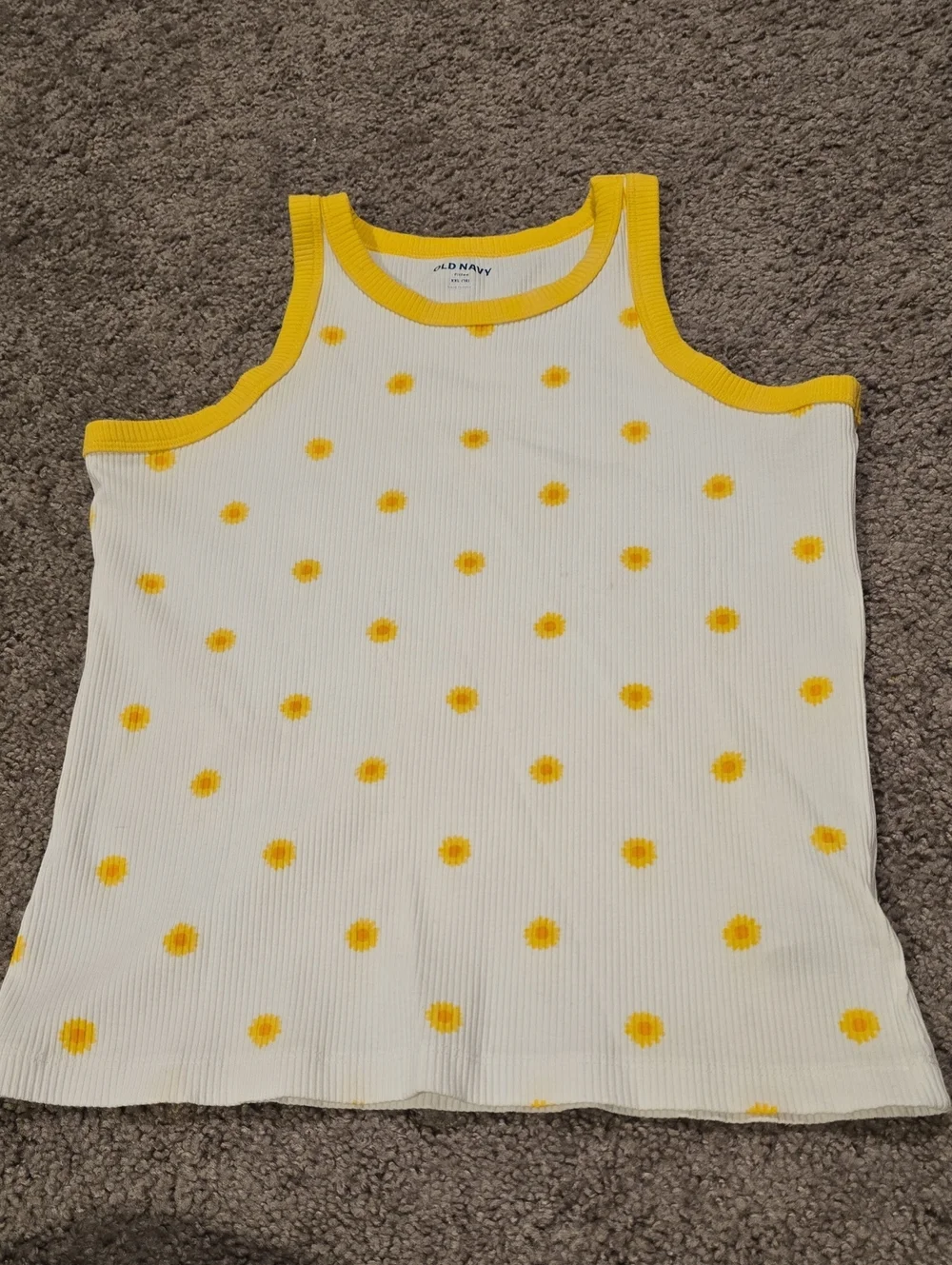 Old Navy White Tank Top with Yellow Daisy Dots